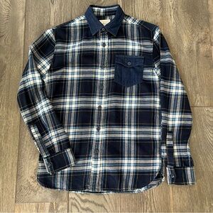 AMERICAN EAGLE AE Men’s Blue Plaid Long Sleeve Button Up Flannel Shirt Size S